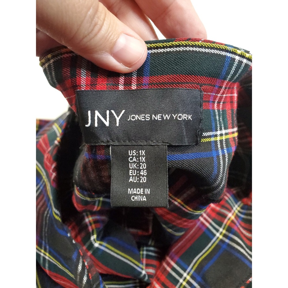 NWT Jones New York Black Red Plaid Pant 1X Academia Office Classic Plus Size - Picture 9 of 10